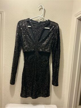 forever 21 sequin long sleeve dress Forever 21 Sequin Long-Sleeve Mini Dress Silver